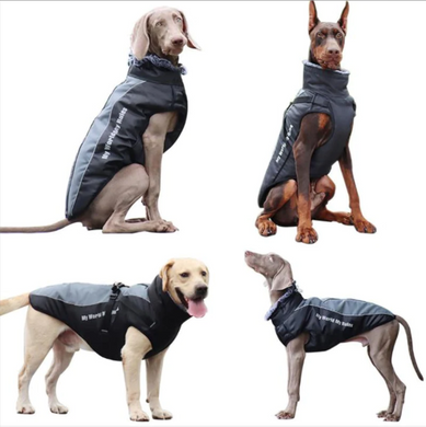 Світловідбиваюча зимова товста куртка для собак Black/Blue Derby