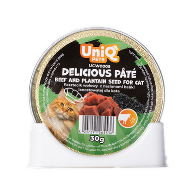Вкусный паштет UNIQ PETS CAT WET FOOD ROYAL BEEF из говядины и семян подорожника UniQ PETS