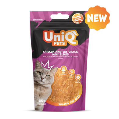 Ласощі для котів Uniq PETS CAT SNACKS MIMI Міні слайси з курки та котячої трави UniQ PETS