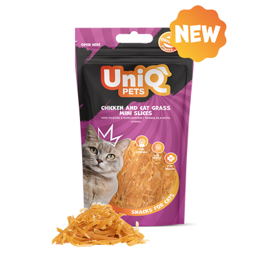 Ласощі для котів Uniq PETS CAT SNACKS MIMI Міні слайси з курки та котячої трави UniQ PETS