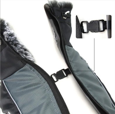 Світловідбиваюча зимова товста куртка для собак Black/Blue Derby